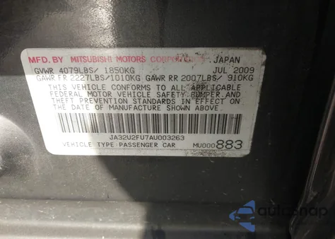 2010 Mitsubishi Lancer Es from USA, damaged, VIN JA32U2FU7AU003263